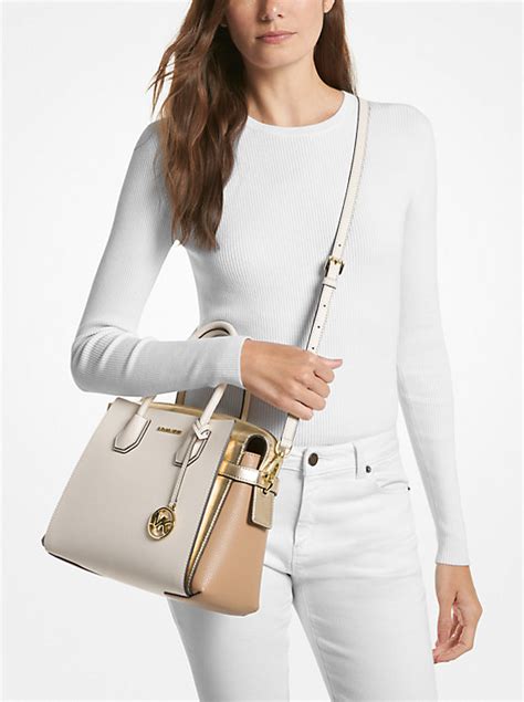 michael michael kors sloan color block leather and logo satchel|Michael Kors Crepe .